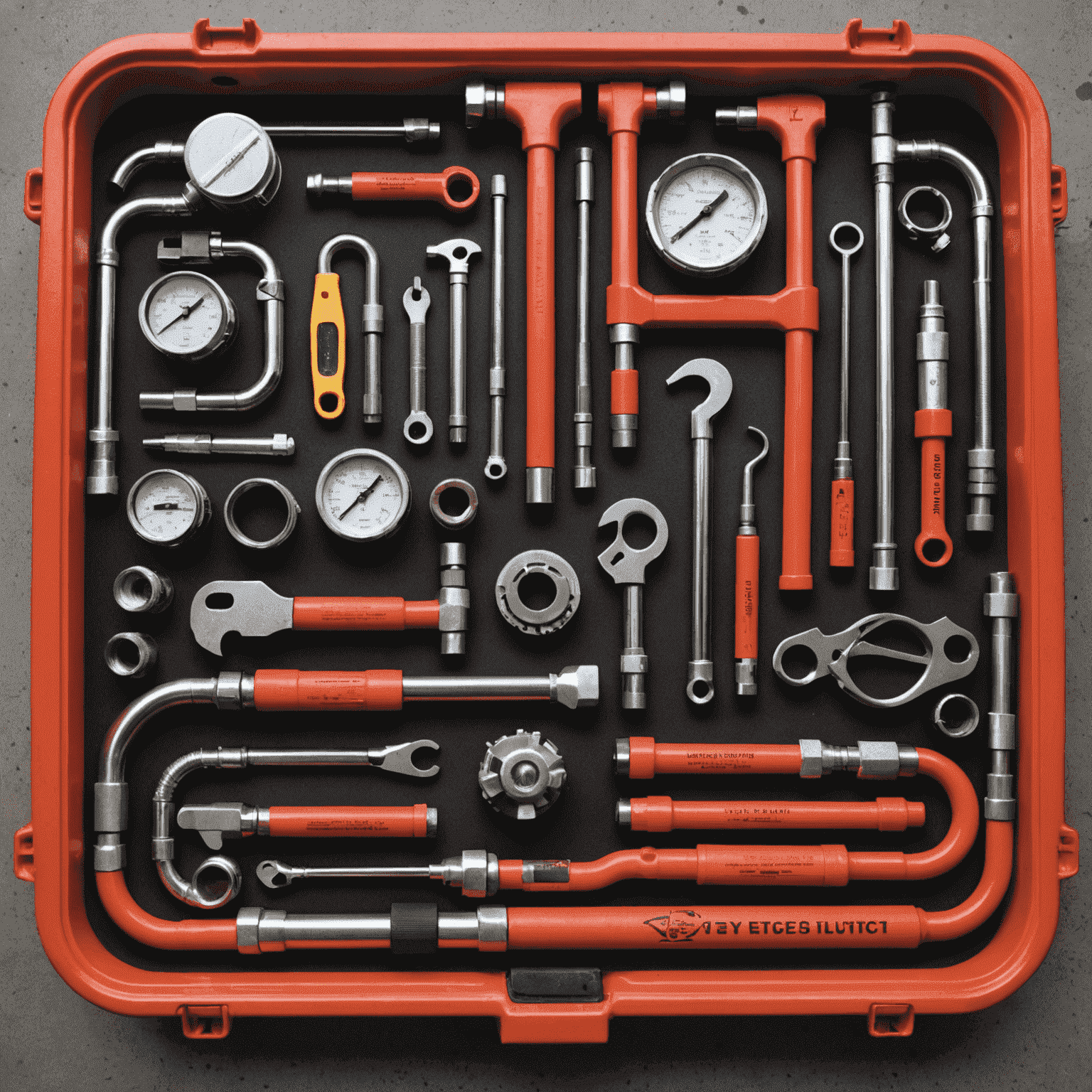 An array of specialized emergency plumbing tools including pipe wrenches, drain snakes, and leak detection equipment