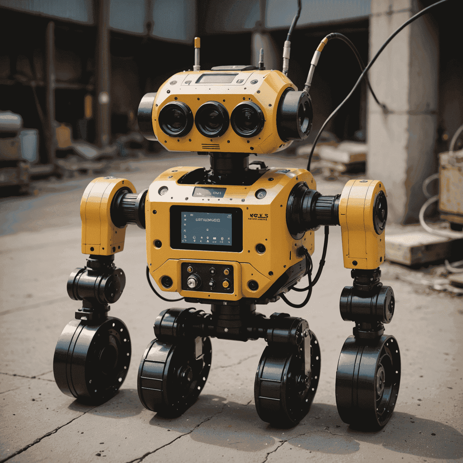 A small cylindrical robot with LED lights and a camera, designed to travel through pipes for inspection and minor repairs